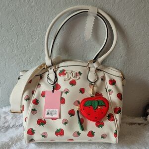 Juicy Couture Red and White Tote with Playful Strawberry Design